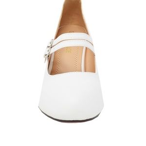 Chase + Chloe Shoes - Women's White PU Double Mary Jane Retro Pump Chase + Chloe Shoes - Women's White PU Double Mary Jane Retro Pump